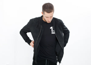 Broken Leather Bomber in Black